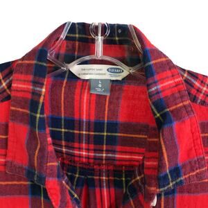 Old Navy The Classic Shirt Womens Sz L Red Blue Yellow Plaid Cotton Button Front